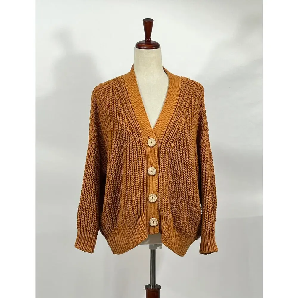 BABAA Sz OS S M L Cardigan No 18 Mi Tierra Rust Burnt Orange Cotton - Picture 11 of 12